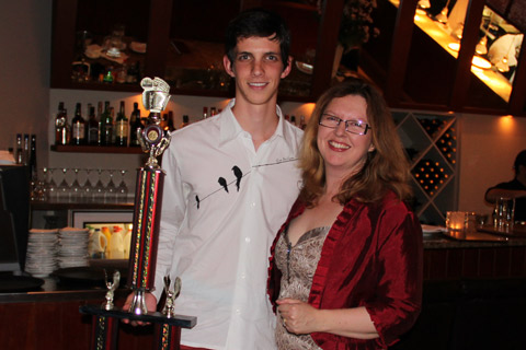Edward Giffney with teacher Stephanie Poole
